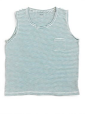 Madewell Whisper Cotton Stripe Pocket Tank Teal Ivory Size Large Crewneck